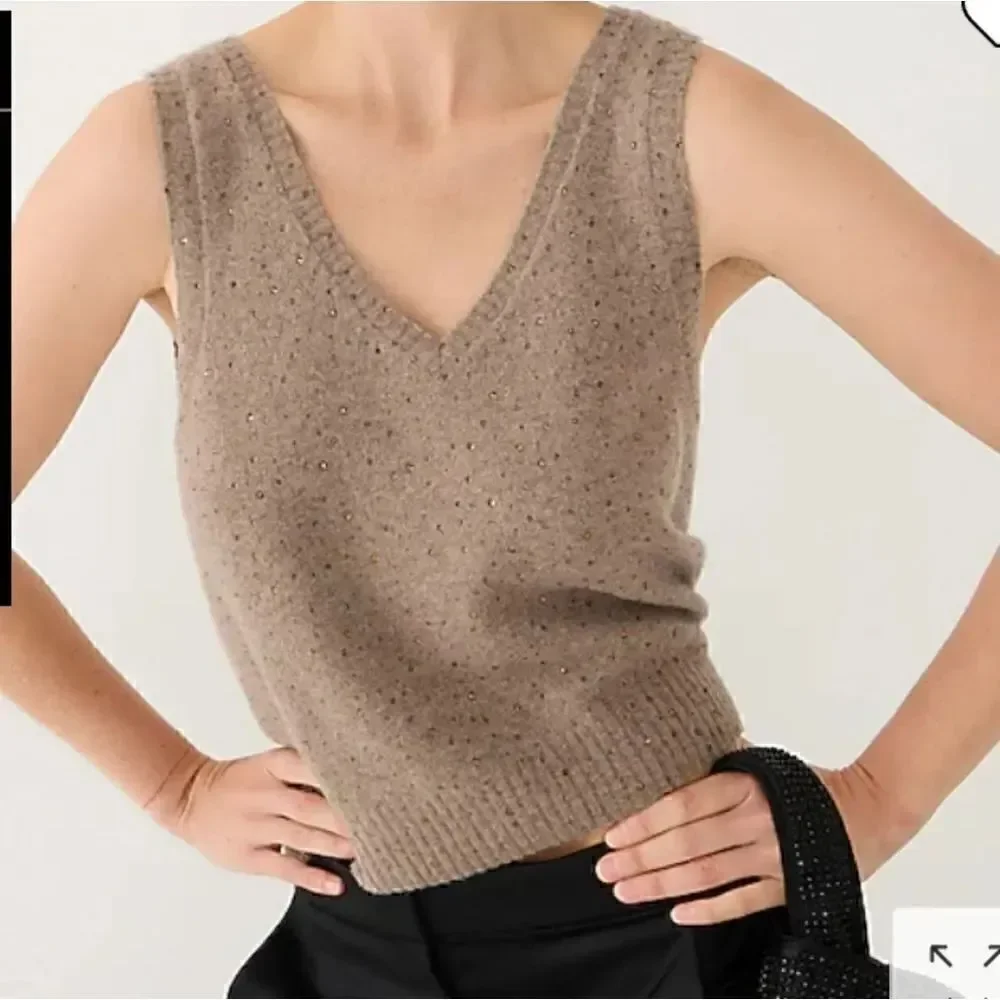 J CREW Crystal Embellished Sweater Shell Vest Supersoft Yarn sz XS NWT